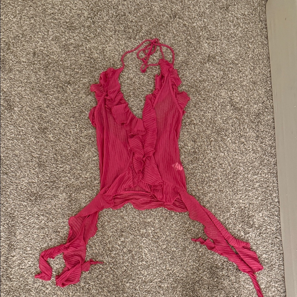 Zara Pink Ruffled Blouse